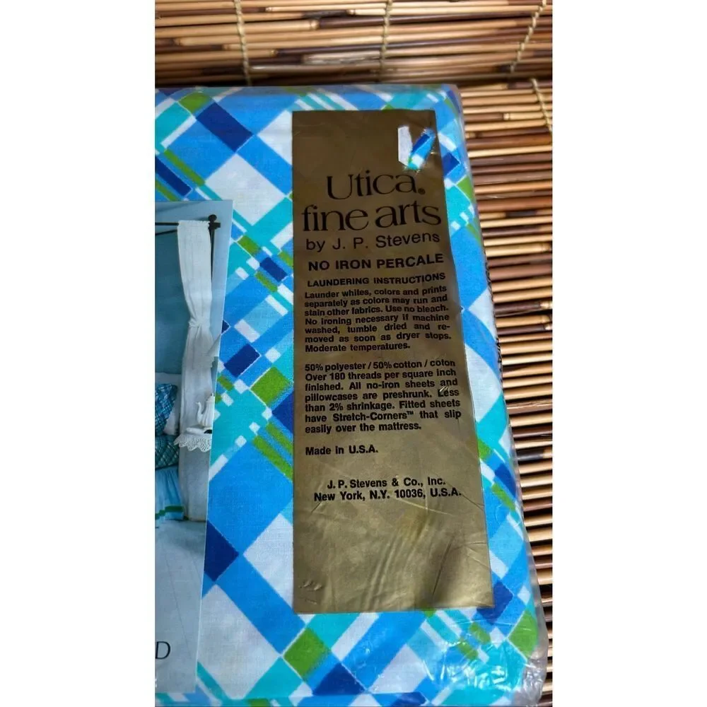 UTICA Fine Arts Sheets NIP J.P. Stevens Derry's Plaid Fitten Twin Vintage Linens